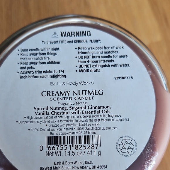 Bath & Body Works Creamy Nutmeg Scented Candle - 14.5 oz - Picture 3 of 4
